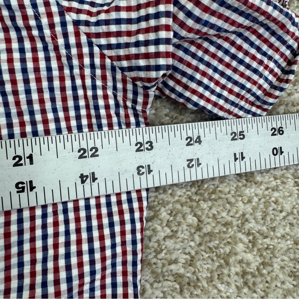 Brooks Brothers Red Fleece Checkered Seersucker Shirt Size L Red White Blue - Picture 9 of 14